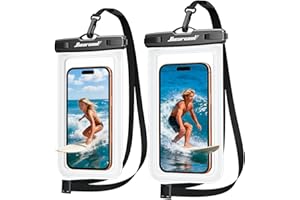 Hiearcool Waterproof Phone Pouch, Waterproof Phone Case with Crossbody Lanyard Compatible for iPhone 17 16 15 14 13 Pro Max Up to 8.3", Cellphone Dry Bag Travel Essentials for Beach -Clear-2Pack