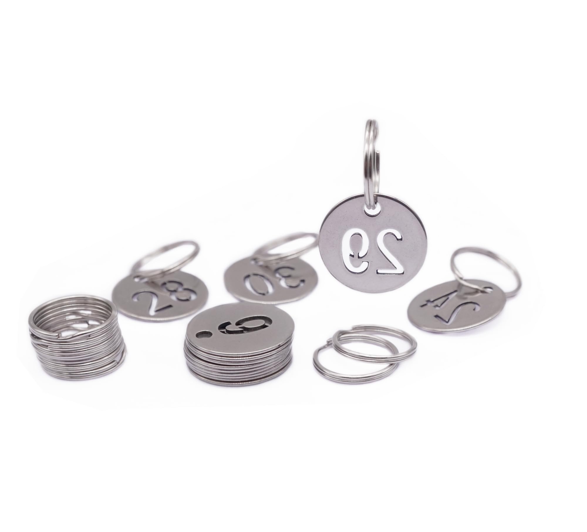 NanTun Stainless Steel Number Tags 30Pcs, Key Tags with Rings for Numbers 1 to 30 โ image 1