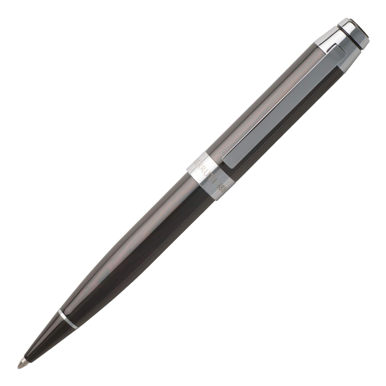 Cerruti 1881 Heritage NST0994 Dark Chrome Ballpoint Pen with Blue Refill Grey