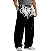 Bloonexus Mens Baggy Jogger Graphic Wide Leg Fall Sweatpants Casual Print Pants Drawstring with Pockets Streetwear XS-XL
