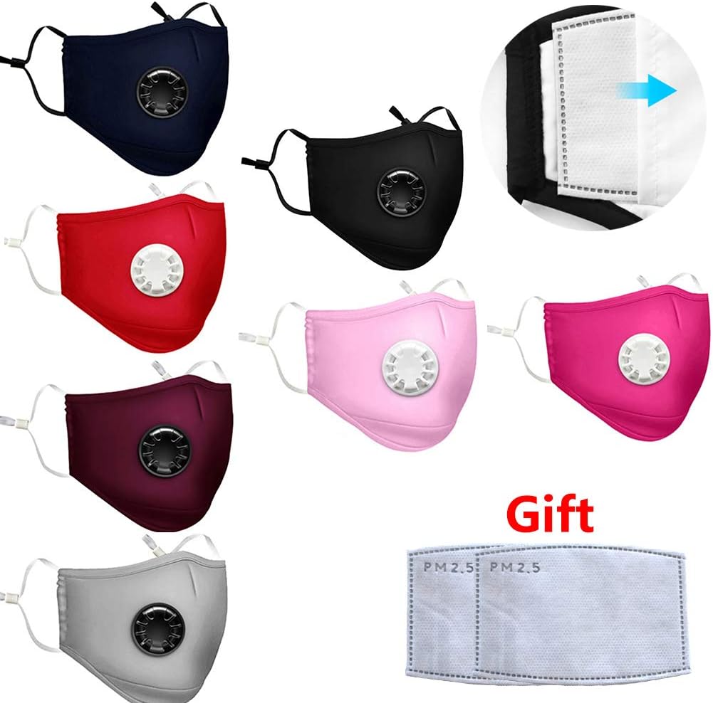 Anti PM2.5 Breathing Mask Cotton Haze Valve Activated Face Mask Anti Air Dust and Smoke Pollution Mask Filter Respirator Mouth-Muffle Mask Washable Respirator Breathing Mask Multi-7 Color