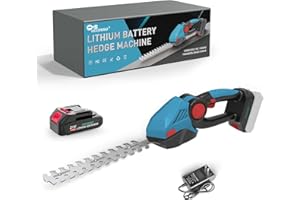 UCCOSSO 2-in-1 Handheld Electric Hedge Trimmer,21v Cordless Hedge Trimmer with Battery and Charger Included,Grass Shears & Shrub Trimmers for Garden and Lawn (Blue-Red+1 * 1500mAh Battery)
