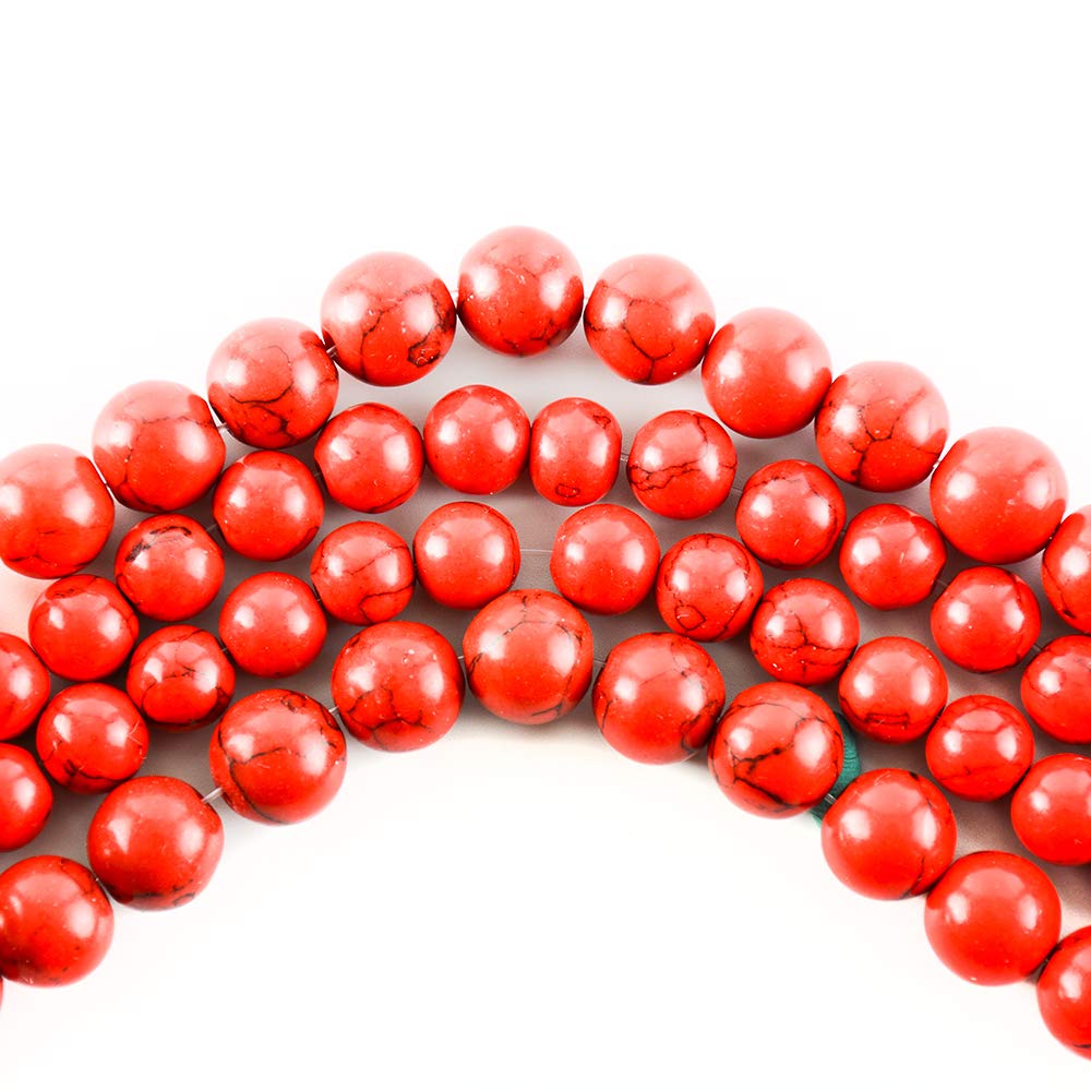 RayLineDo® 50Pcs 8mm Natural Red Turquoises Stone Round Beads Loose Beads Wholesale for Jewelry Making — image 1