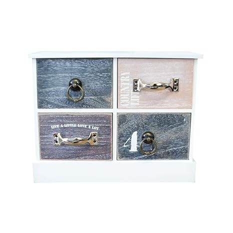 Wooden Mini Chest Of Drawers Jewellery Box Storage Cabinet Vintage