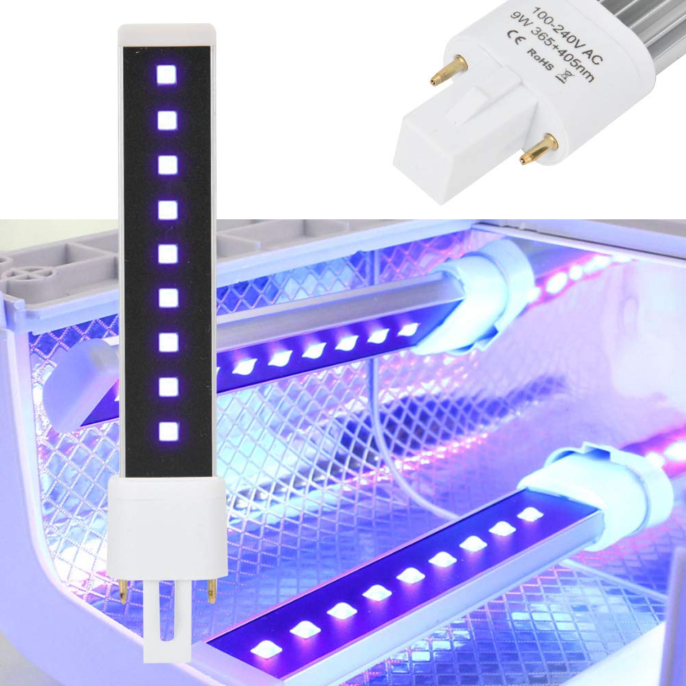 UV Lamp Bulb, 365+405nm Double Light Source 9W Nail Gel Curing Dryer Light Tube Replacement Lamp Bulb