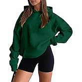 onlypuff Women Pullover Sweatshirt Long Sleeve Hoodies Kangaroo Pocket Fleece Basic Sweater