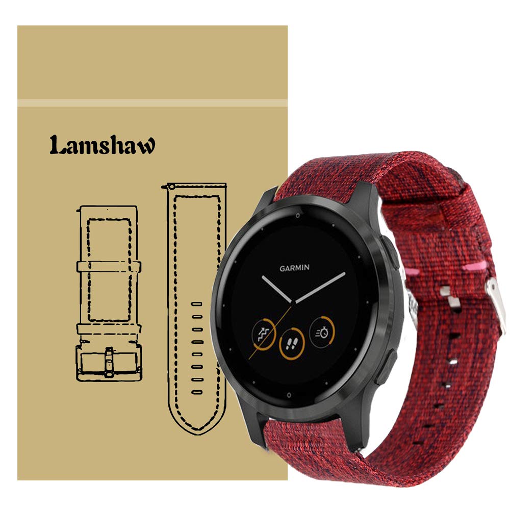 Compatible for Garmin vivoactive 4S Bands, Lvbu Breathable Nylon Woven Fabric Replacement Accessory Strap Compatible for Garmin vívoactive 4S 40mm Smartwatch (Red)