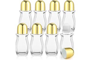 Mirrline 8 Pcs 50ml/1.7oz Glass Roll On Bottle Empty Roller Bottles Clear Essential Oil Containers with Plastic Roller Ball for Deodorant Massage Oil Perfume Home Travel