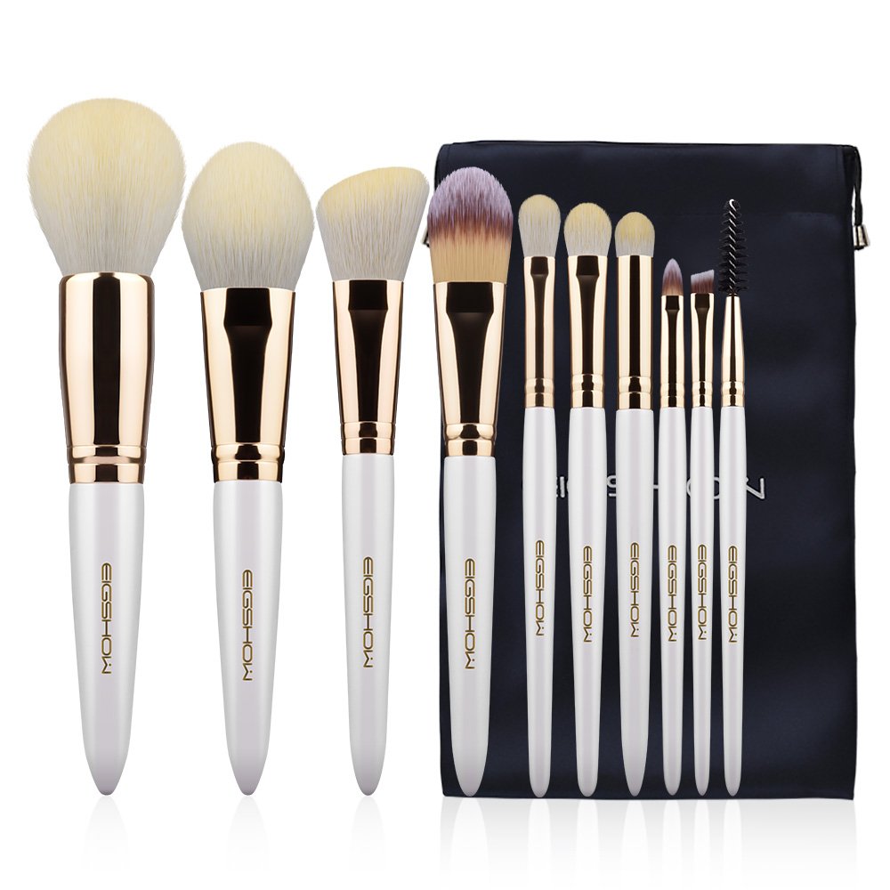 Make Up Brushes EIGSHOW 10pcs Makeup Brush Set Professional Foundation Brush Vegan Cruelty-Free Synthetic Face Powder Blush Eyeshadow Blending Lip Eye Cosmetic Brush Kit Champagne Gold