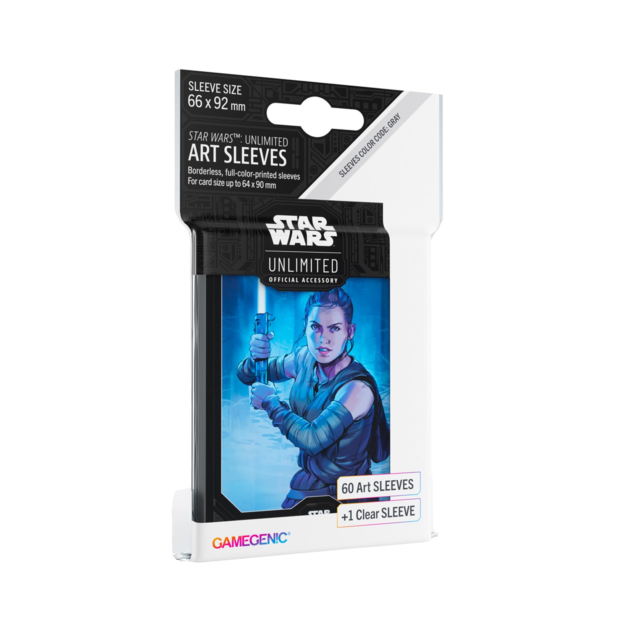 Gamegenic Star Wars Unlimited Rey ART SLEEVES - Officially Licensed Pack of 60 Art Sleeves and 1 Clear Sleeve, Optimised Size for Star Wars Unlimited and Other TCG and LCG Games, Made