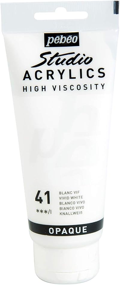 Pebeo 831-041 100ml Studio Acrylic Paint Vivid White - Matte Satin Finish