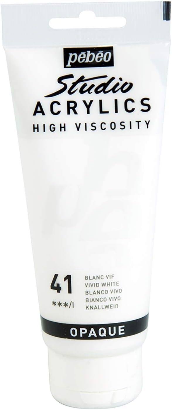 Pebeo 831-041 100ml Studio Acrylic Paint Vivid White - Matte Satin Finish