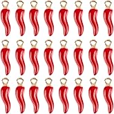 SUNNYCLUE 1 Box 100Pcs Hot Pepper Charm Chili Pepper Charms Enamel Mexican Fiesta Cinco De Mayo 3D Red Italian Horn Chilis Miniature Food Pendants for Jewelry Making Supplies DIY Necklace Keychain