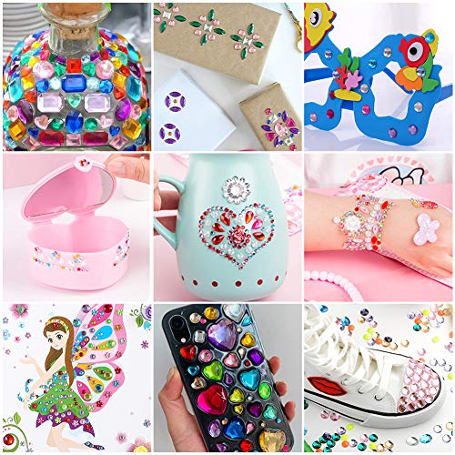 Koogel 540 Psc Rhinestones Sticker, Colorful Self-adhesive Rhinestones Round Crystal Gems Sheet for DIY Crafts Decoration