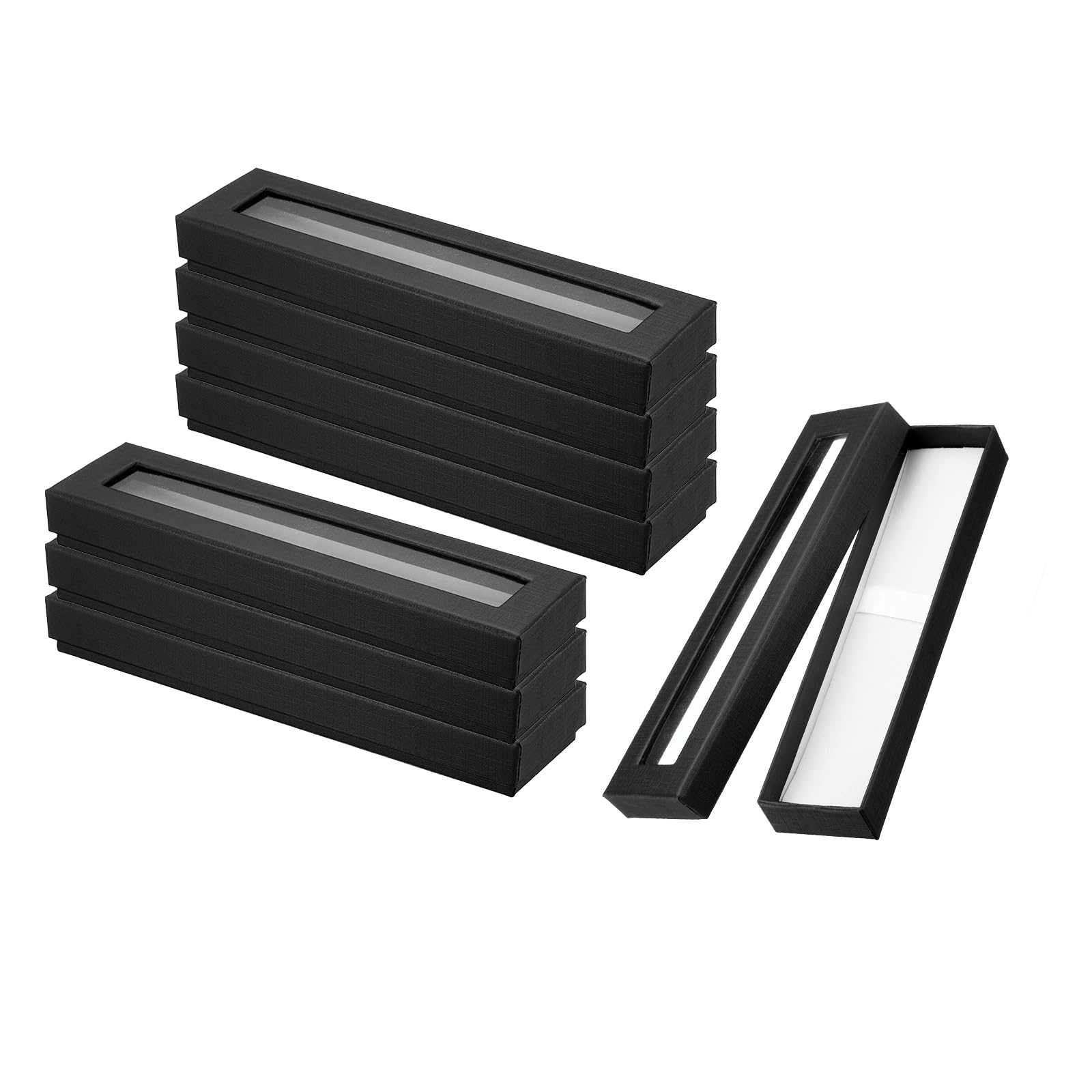 PATIKIL Pen Gift Box, 8 Pack Empty Pen Case Cardboard Case with Clear Window Pen Presentation Display Box for Pencil Ballpoint Jewelry Business Office, Black