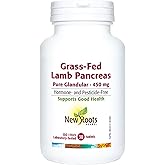 New Roots Herbal - Grass-Fed Lamb Pancreas - Pure Glandular 450mg 30 Tablets 30-Day Supply - Pancreatic Enzymes Supplements -