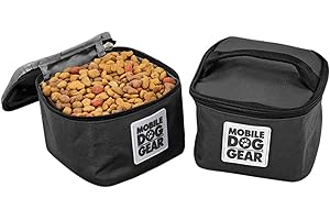 Mobile Dog Gear Pet Food Storage Containers (2 Pack, 5 Cups Each) - Insulated Dog Food Travel Bag & Treat Carrier - Keeps Food Fresh, Portable, Durable, Easy to Clean - Great for Camping & Day Trips