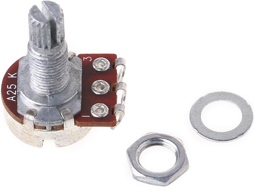 Fucung 1Pcs A25K Electric Bass Guitar Potentiometer Pot Effect Pedal 18mm Shaft Parts (1PCS)
