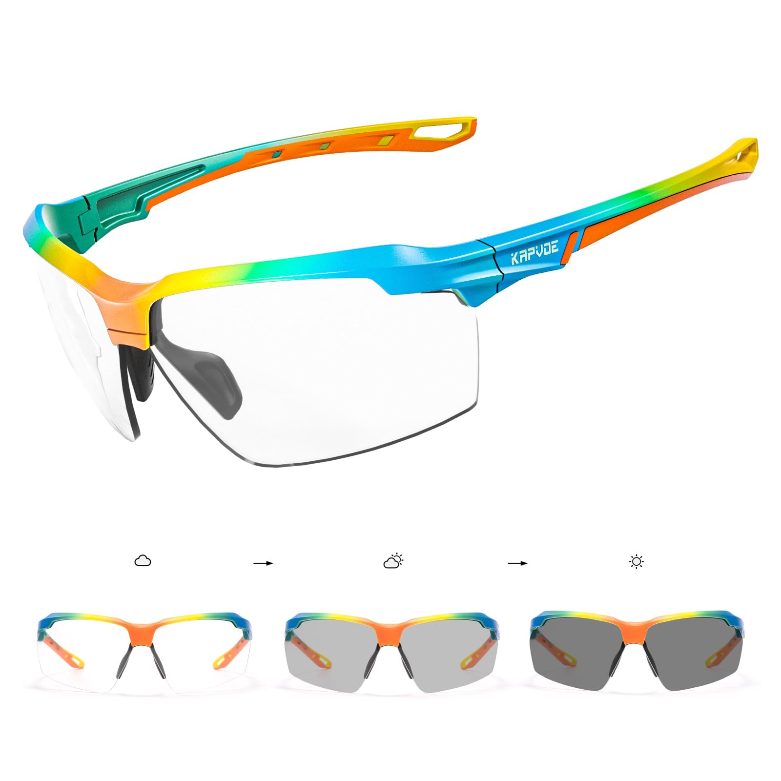 KAPVOE Photochromic Sunglasses for Men Women Sports Sunglasses Cycling Running Baseball Golf 100% UV Protection