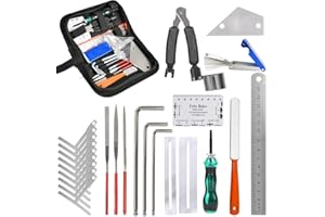 TIMESETL Guitar Repairing Maintenance Tools Kit String Organizer String Action Ruler Gauge Measuring Tool Hex Wrench Set File