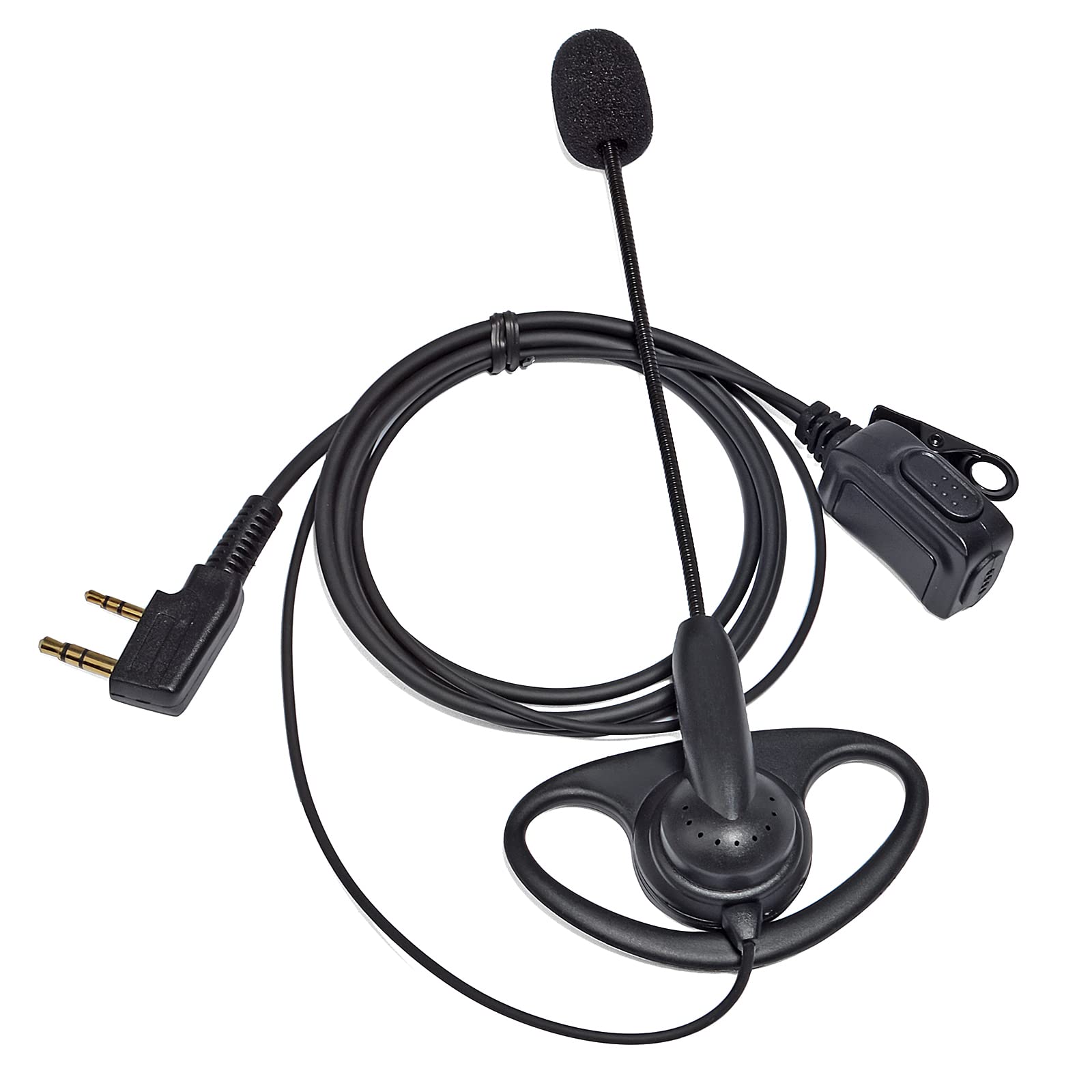 HYSHIKRA Walkie Talkie Earpiece D Shape Security Headset with MIC and PTT Compatible with Retevis Baofeng Kenwood RT24 UV5R TK250 TK320 Radio