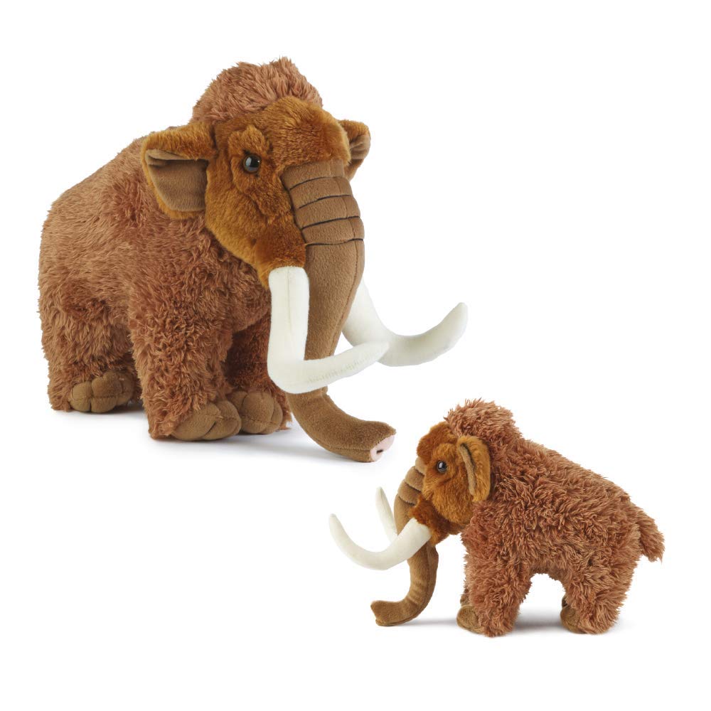 Living Nature Soft Toy Gift Bundle - Plush Prehistoric Woolly Mammoth (29cm) & Calf (18cm)