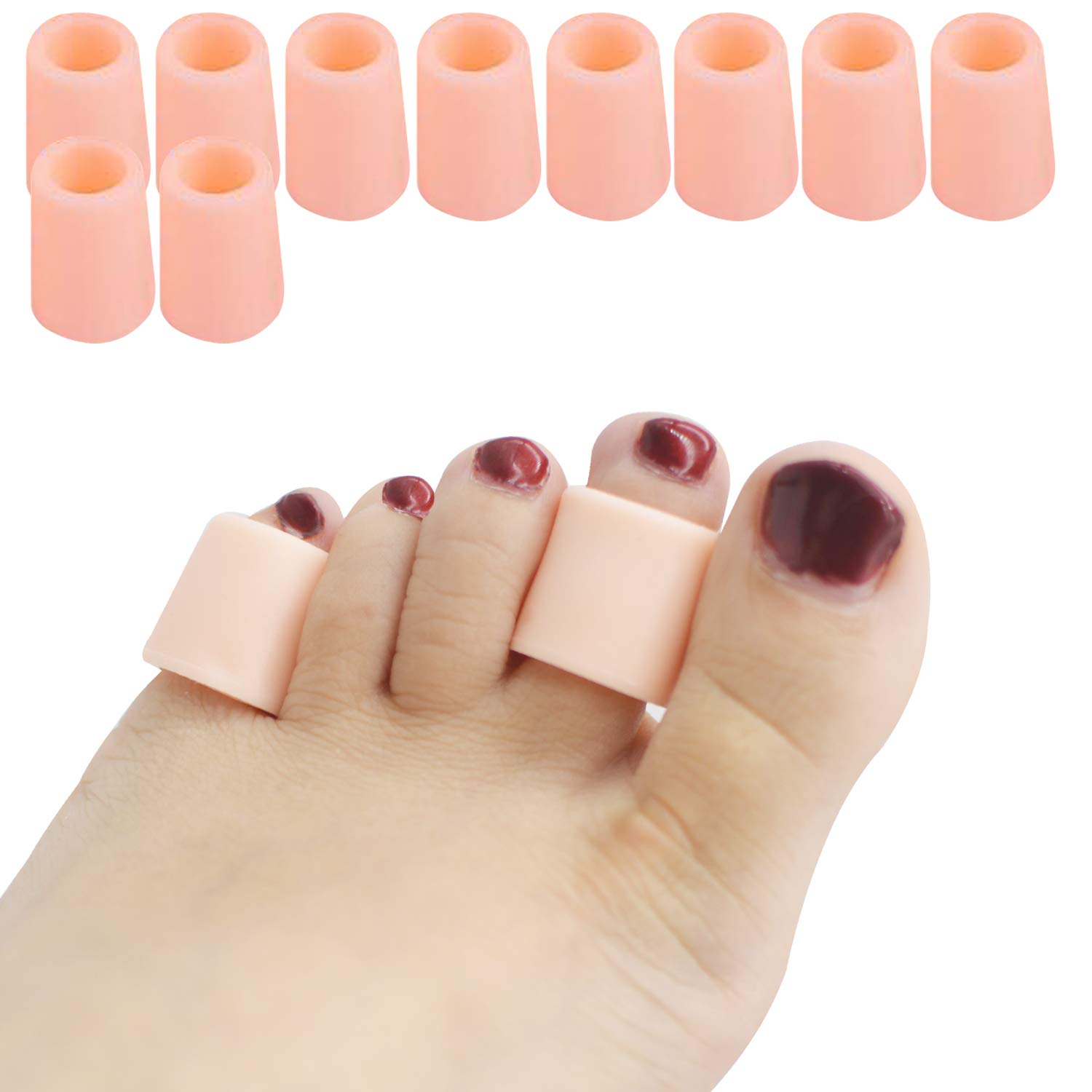 Buy 5 Pairs Gel Open Toe Sleeves Toe Protector Toe Tubes Pinky