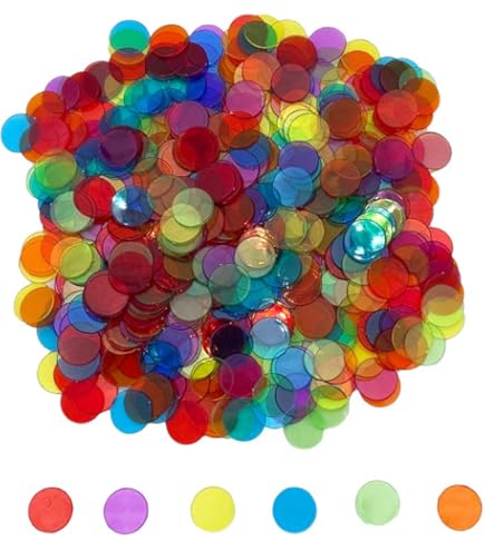 KICHOUSE 1000pcs Counting Discs - 15mm Plastic Bingo Chips For Math Games & Learning Activities