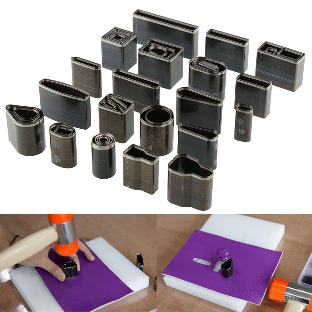 Yosso 39-Piece Set Shaped Hand Cutting Tools Leather Punch Rotary Punch Metal Hollow Hole Punch for Leather Craft Work + Box