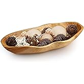 Dough Bowl, 15.7 Inch Natural Wavy Wooden Wood Fruit Bowl with Sculpted Edges, Solid Wood Kitchen Counter Organizer, Handmade Wooden Dough Bowl Decor, Wooden Dough Bowls Decoration Driftwood Decor