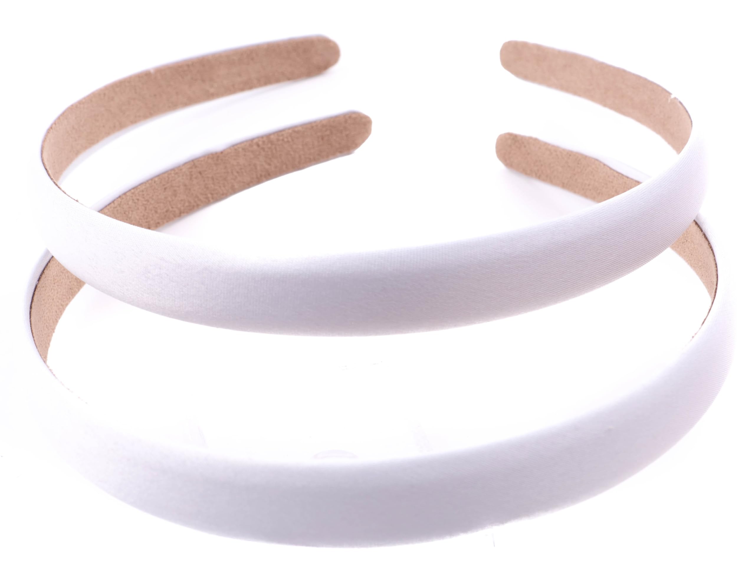 Satin Hair Bands Women Thin 1.5cm Wide Headbands Non Slip Alice Bands Hairband For Girls Bridesmaid, Party, Festival and School- WHITE