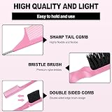 soodyoow 3-in-1 Slick Back & Edge Brush Set Pink, Hair Brush & Comb view 3