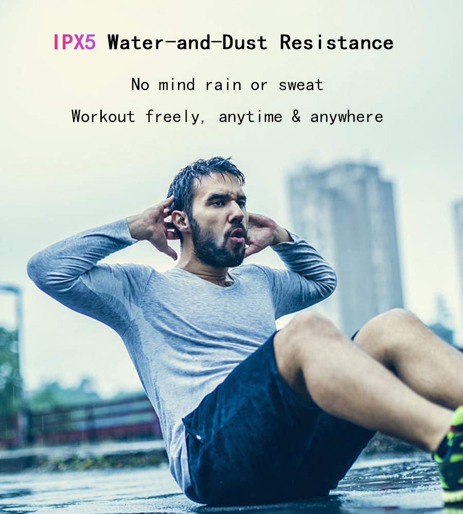 TWS Wireless-Earbuds Bluetooth 5.0 Headphones with Charging-Case, True Stereo Waterproof Noise-Cancelling, 6H Playback Time / 40H Cycle Playing Time, in-Ear Wireless Bluetooth Earbuds with Microphone