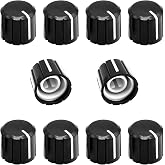 10Pcs 6mm D Type Potentiometer Control Knobs, Plastic Volume Audio Mixer Bass Tone Rotary Knob,for Encoder Electric Guitar Speaker Board DJ Controller Console Control Knob Replacement,Black 15x13.5mm