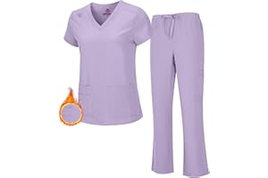 M&M SCRUBS Women's Breathable Cool Stretch Fabric Scrub Top and cargo Pant Set