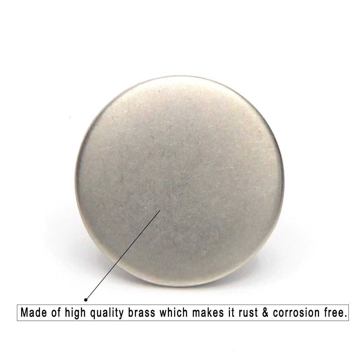 12 Sets Jean Tack Buttons Metal Replacement Kit, Matte Silver (Silver)