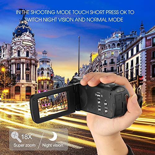 Video Camera Camcorder 24MP 2.7 Inch HD 1080P Digital Camcorder,16X Digital Zoom Camera Recorder with 270 Degrees Rotatable Screen Rechargeable Battery YouTube Vlogging Camera