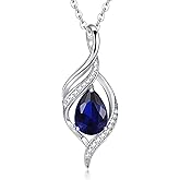 LOCIBLO Birthstone Necklaces for Women Teardrop Necklace 925 Sterling Silver Infinity Love Pendant Birthday Jewelry Gifts for Her, 18"+2"