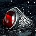BOHO Jewelry Men's Vintage Stainless Steel Oval Ruby Ring Band Black Silver 10