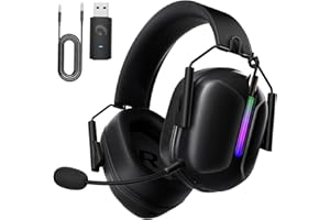 Gvyugke 2.4GHz Wireless Gaming Headset for PS5, PS4, PC, Nintendo Switch, Mac, Bluetooth 5.3 Gaming Headphones with Microphone Noise Canceling, ONLY 3.5MM Wired for Xbox Series, 40H Battery (Black)