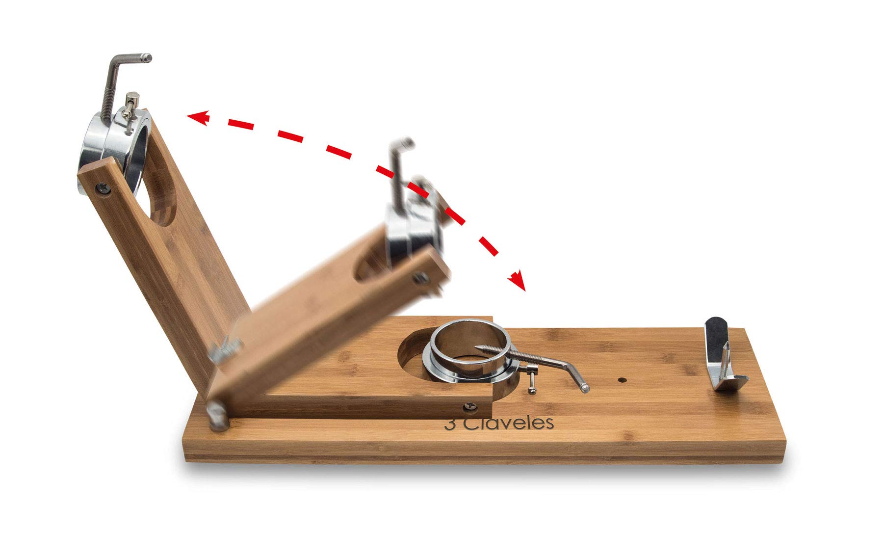 3 Claveles SOPORTE JAMONERO PLEGABLE CABEZAL GIRATORIO 3C 01736, Metal, Madera Bambú, 1.25 Picometer