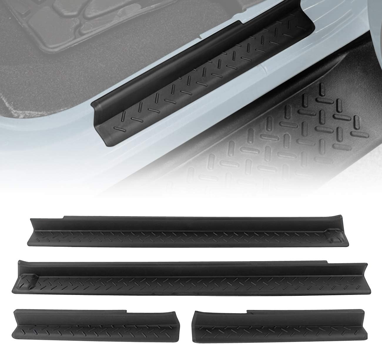 ICARS Front Rear Door Entry Sill Guards for 2007-2018 Jeep Wrangler JK JKU Accessories & Unlimited Sport,4 Doors