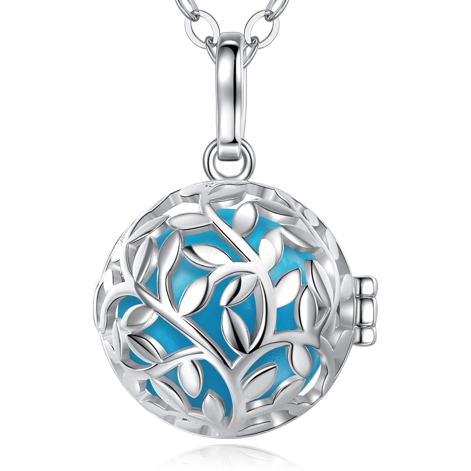EUDORA Harmony Ball Tree of Life Necklace with Music Chime Wishing Ball Pregnancy Mexican Bola Pendant Necklacefor Women Ladies Jewellery Best Gift, 30"+45"