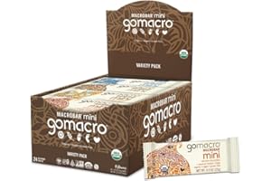 GoMacro MacroBar Mini Organic Vegan Protein Bars, Variety Pack, 0.9 Oz, 24 Count