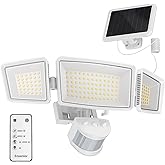 Ensenior 5 Motion Sensor Modes Solar Security Light, 1800LM 270° Wide Angle 3 Heads LED Flood Lights, IP65 Waterproof Wall Li