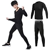Tesuwel 2/3/4 Pcs Boys Girls Base Layer Athletic Compression Leggings and Shirts Thermal Underwear Set Running Pants Tights