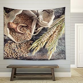 Healthy Ingredients for Rolls and Bread with Whole Grains - Fabric Wall Tapestry Home Decor - 51x60 inches