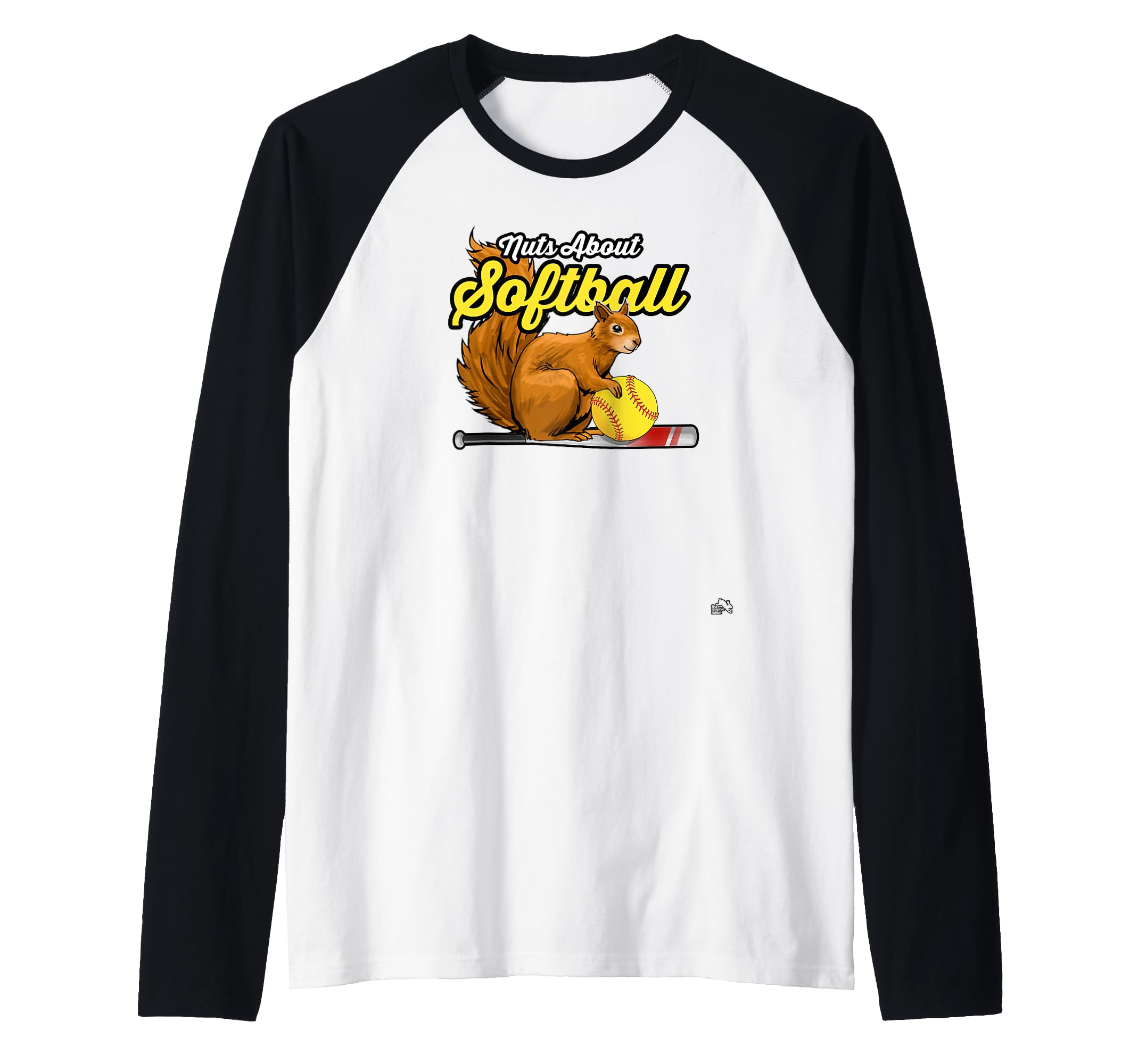 Nuts About Softball - Squirrel Softball Team Raglan Baseball Tee