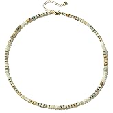 XIJIN Natural Stone Bead Necklace for Women Handmade Boho Multicolor Beaded Choker Necklace Gift for Her