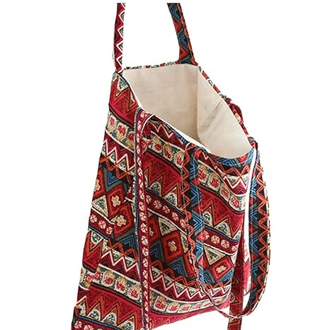 Dicke reine Baumwolle Tragbare Messenger Bag Umhängetasche Umweltfreundliche Tasche Einfache Ethnische Stickerei Schultertasche mit bunten Mustern